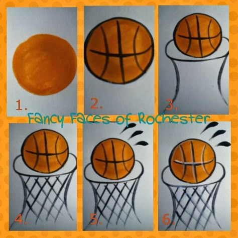 To make this basketball cheek art, I recommend Mehron Paradise face paint.  For more tips about face painting, go to www.fancyfaces.biz. How To Face Paint, Pep Club, Basketball Signs, Posters Diy, Cheer Posters, Basketball Ideas, Art Basket, Cheek Art, Cheer Signs