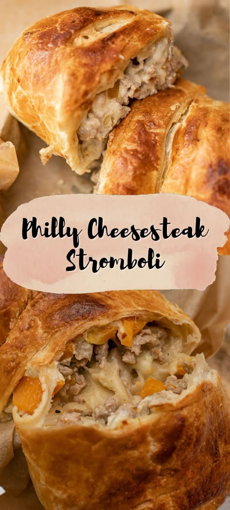 Stromboli Philly Cheesesteak, Hamburger Calzone Recipe, Steak Calzone Recipe, Philly Cheesesteak Stromboli Recipe, Cheesesteak Stromboli Recipe Easy, Philly Cheese Steak Calzone, Keto Stromboli Recipe, Cheese Steak Stromboli Recipe, Things To Make With Pizza Dough Dinners