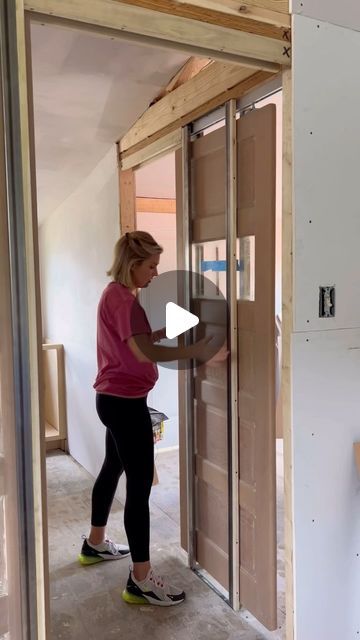 Rachel on Instagram: "For me, there’s only one choice for pocket door frames and that’s @hdpocketdoors. They are the only pocket frame manufacturer that could pull off 6 custom frames with all different sized doors, wall thicknesses, and applications. They helped me marry old construction with new and modern soft close hardware for 100 year old doors. What a pocketdoor dream come true. 

#pocketdoors #hdpocketdoors #InteriorDesign #HomeDecor #InteriorInspiration #Decorating #DesignInspo #HomeInteriors
#InteriorStyling #RoomMakeover
#HomeRenovation #HomeRemodel #RenovationProject #RemodelingIdeas
#RenovationInspiration #BeforeAndAfter #KitchenRemodel #BathroomRenovation
#HomeImprovement #BudgetRemodel #realestateinvesting #InvestmentProperty #colordrenching #PropertyInvestor #HouseFlipping Closet Pocket Door Ideas, Pocket Doors Ideas, Bathroom Pocket Door Ideas, Pocket Door Kitchen, Pocket Doors Diy, Pocket French Doors, Pocket Doors Bathroom, French Pocket Doors, Interior Pocket Doors