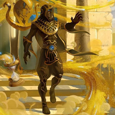 Heh (Huh) - the Ogdoad; the god of infinity and time, long life and eternity; with his consort/sister/wife Hauhet formed  formlessness and endlessness Sand God Art, Amonkhet Art, Sand Magic, Heroic Fantasy, Egyptian Style, Egyptian God, Human Male, Sister Wife, Comics Art