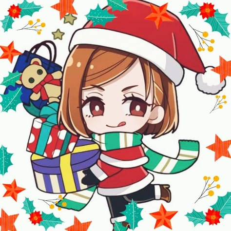 Cute Anime Christmas Pfp, Anime Christmas Widgets, Nobara Christmas Pfp, Jujutsu Kaisen Christmas Pfp, Jujutsu Kaisen Christmas Icons, Anime Christmas Matching Pfp Friends, Jjk Christmas Icons, Christmas Jujutsu Kaisen, Anime Christmas Icon