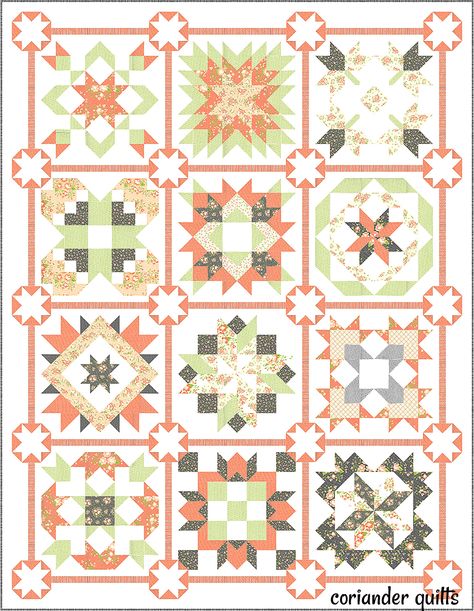 Easy Peasy Free Pattern – Coriander Quilts Coriander Quilts, Block Head, Sampler Quilts, Flower Quilt, Log Cabin Quilt, Sampler Quilt, Christmas Quilts, Christmas Quilt, Free Quilting