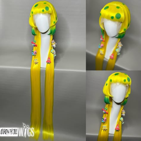 GEORGINA THE DOLL WIGS (@georginathedoll) • Instagram photos and videos Unique Wig Hairstyles, Cool Wigs, Colourful Wigs, Styled Wigs, Wig Head Stand, Yellow Wig, Harajuku Wigs, Wigs Hairstyles, Yellow Hair Color