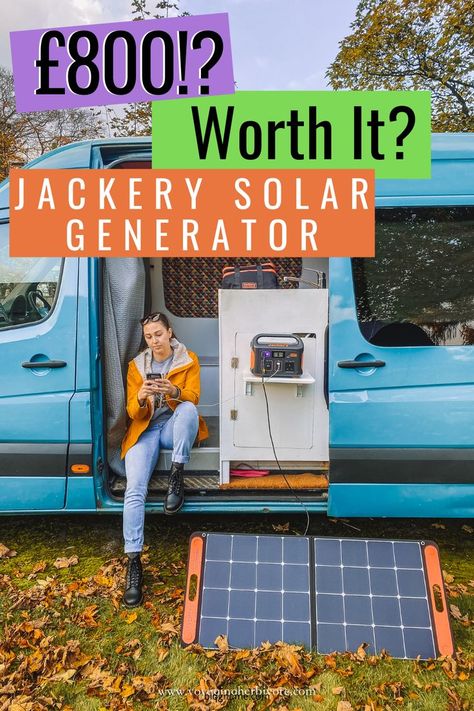 woman sitting on the edge of her converted campervan using Jackery explorer 500 and solar saga panels to charge phone Vanlife Aesthetic, Vanlife Kitchen, Vanlife Interiors, Campervan Accessories, Tips For Winter, Campervan Conversion, Eco Travel, Make A Decision, Van Living