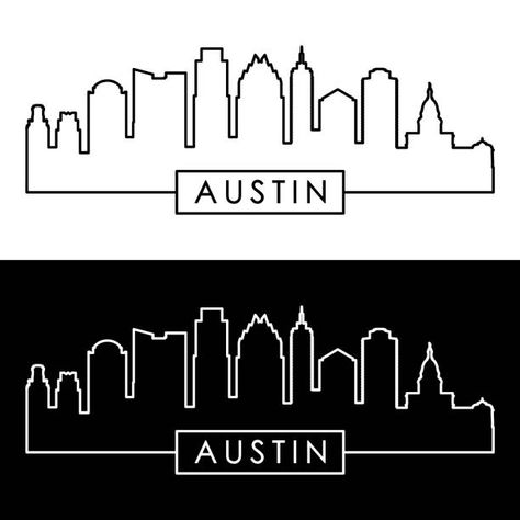 Skyline Tattoo, Austin Skyline, City Skyline Silhouette, Atlanta Skyline, Bird Illustrations, Skyline Silhouette, Eagle Bird, City Silhouette, Line Art Vector