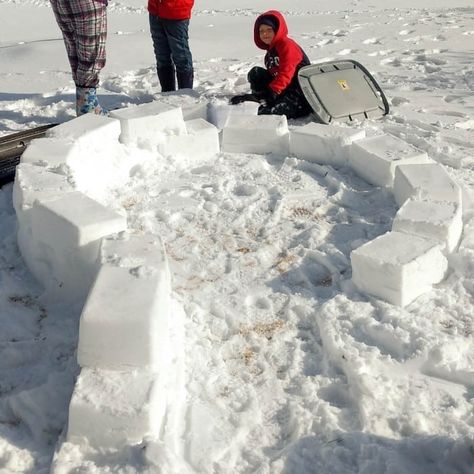 Step-by-step tutorial on how to build an igloo using your backyard snow! It's easy and fun, but it will take some time. Or create a snowball fight hideout. Build An Igloo, Igloo Building, Igloo House, Snow Fort, Snow Play, Snowman Ideas, Snow Drop, Snow Activities, Snow Sculptures