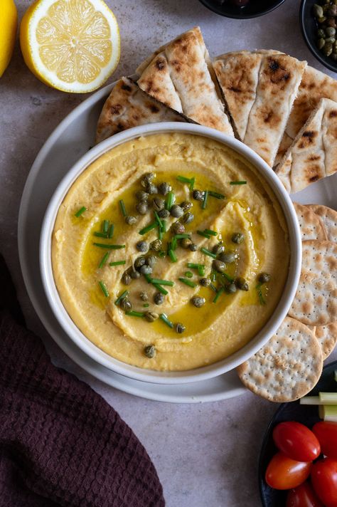 Greek Fava dip Santorini Fava Recipe, Greek Fava Dip, Greek Fava, Orthodox Lent, Lenten Recipes, Vegan Spread, Yellow Split Peas, Homemade Dips, Split Peas