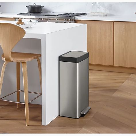 8-gallon loft stainless steel step trash can | K-20941 | KOHLER Dual Trash Can, Trash And Recycle Bin Ideas Kitchen, Kitchen Trash Can Ideas, Narrow Trash Can, Can Collection, Antique Room, Recycle Cans, Utility Sink, Kitchen Trash Cans