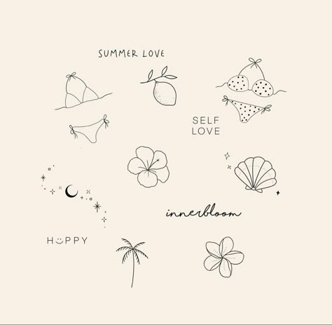 Tiny Tattoo Ibiza, Best Friend Beach Tattoos, Ibiza Tattoo Ideas, Tumblr Tattoo, Inspo To Draw, Beachy Tattoos, Artsy Tattoos, Cute Matching Tattoos, Small Girly Tattoos