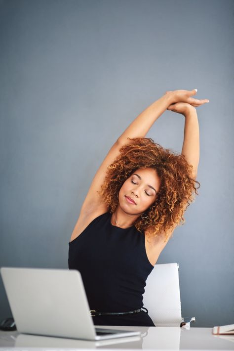 Stretch Your Arms Over Your Head Tips For Work, Forward Head Posture Exercises, Neck And Shoulder Muscles, Mindful Breathing, Fix Your Posture, Arm Stretches, Forward Head Posture, Work And Study, Posture Exercises