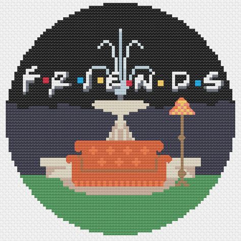 Friends TV Modern Cross Stitch Pattern Hama Beads Design, Motifs Perler, Pixel Crochet, Central Perk, Cute Stitch, Pixel Pattern, Cute Cross Stitch, Pixel Art Pattern, Crochet Tapestry