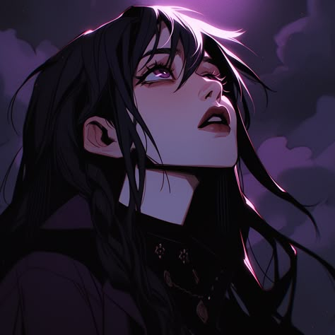 Anime Goth, Japon Illustration, Goth Art, Gothic Anime, Purple Eyes, Cartoon Profile Pics, Anime Poses Reference, Art Anime, Dark Anime