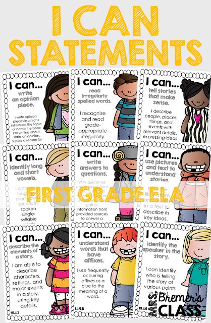 These First Grade ‘I Can’ statement charts are perfect to display on an objective board or a focus board! The charts will provide your students with visual reminders about what skills to work on, and keep you, as the teacher, accountable and on track with the learning focus. This pack includes charts for all of the First Grade Common Core ELA Standards! #commoncore #icanstatements #1stgrade #icancharts #bulletinboards #classcharts #backtoschool #1stgradeliteracy #firstgradeliteracy Objectives Board, Reading Strategies Posters, Student Reference, Focus Boards, First Grade Ela, Virtual Teaching, Common Core Ela, Learning Targets, Math Crafts