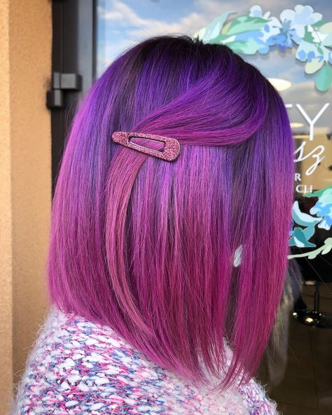 Purple To Pink Ombre Hair Short, Pink To Purple Ombre Hair, Purple To Pink Ombre Hair, Alyssa Color, Violet Pink Hair, Pink Violet Hair, Purple Mullet, Purple Hair Color Ombre, Purple Brown Hair