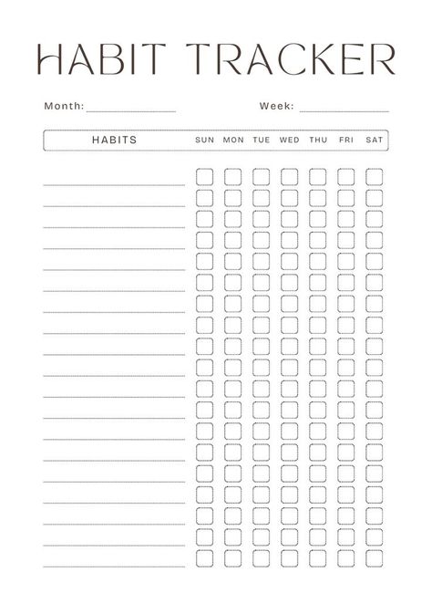 #simple #easytouse #habittracker #journal #journalprompts #habits #tracker #bulletjournal #printable #downloadable Habit Tracker Checklist, Habit Tracking Template, Habits Tracker Printable, Cute Habit Tracker Printable, Daily Tracker Ideas, Studying Tracker, Diy Habit Tracker, Habit Template, Cute Habit Tracker