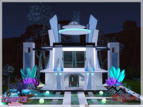 The Sims Resource - CYFI - ASTERO - CC only TSR Sims 4 Futuristic House, Futuristic Office, Futuristic House, The Sims 4 Lots, Jungle Adventure, Island Living, Residential House, Industrial Loft, Romantic Garden