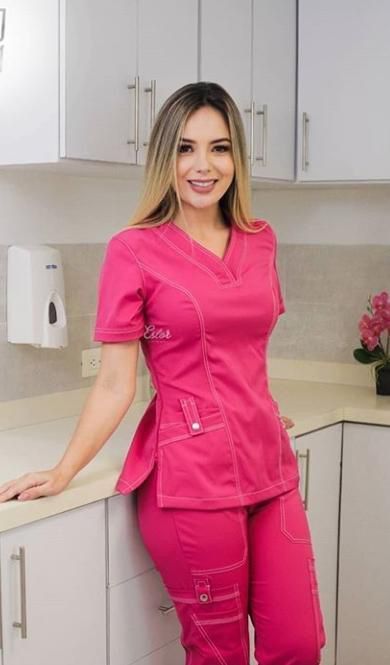 Fashion Scrubs For Women, Scrubs Uniform Cute Medical, Stylish Scrubs For Women, Salon Uniform Ideas, Styling Scrubs, Medical Scrubs For Women, Nurse Fashion Scrubs, Nursing Scrubs Pattern, Nurse Outfit Scrubs