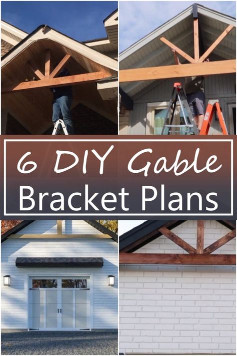 6 DIY Gable Bracket Plans - DIY Crafts Rustic Gable Front Porch, Diy Exterior Siding Ideas, Garage Gable End Ideas, Gable Ends Exterior, Cedar Gables On House Exterior Diy, Gable Brackets Farmhouse, House Peak Accents Wood, Diy Corbels Exterior, Cedar Gable Bracket