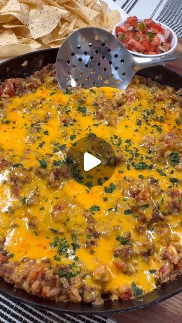 Luke Brown on Instagram: "Cheesy Taco Rice is an easy one pan meal my family loves! 

INGREDIENTS
1 lb of ground beef 
1/2 tsp each salt and pepper
1/4 tsp cayenne
2 tsp chili powder
1 tsp each of cumin and dried cilantro
1 onion, chopped 
1 tbsp minced garlic 
10 oz can of Rotel (not drained) 
8 oz can of tomato sauce 
1 1/2 cups of beef broth
1 cup of long grain white rice (uncooked & rinsed) 
2 cups of shredded cheddar cheese 
Sour cream 
Cilantro 

INSTRUCTIONS. 
Brown 1 lb of ground beef in a skillet over medium-high heat, add all seasonings, and the onion. 

Let that cook until beef is cooked through and onions have softened. Drain any grease from the skillet. 

Add Rotel, tomato sauce, minced garlic, beef broth, and uncooked rice to the skillet. Stir well, cover with a lid, and cook Rotel Tacos Ground Beef, Taco Dinners, Cheesy Taco Rice, Taco Rice Bowl, Smoked Sausage And Potato Recipe, Tozer Quotes, Dried Cilantro, Long Grain White Rice, Luke Brown