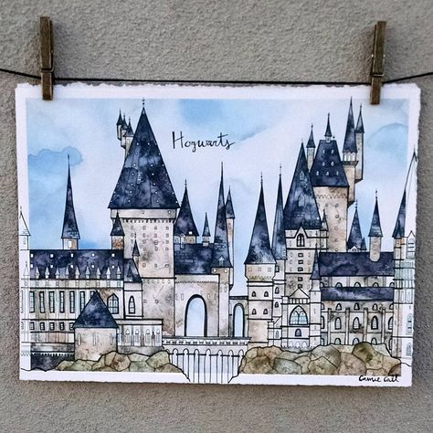 Hogwarts school of witchcraft and wizardry!! By The Weathered Wall Stylized Painting, Sleeping Beauty Castle Disneyland, Harry Potter Sketch, Harry Potter Painting, School Of Witchcraft, Harry Potter Artwork, Hogwarts Castle, Harry Potter Drawings, Harry Potter Room