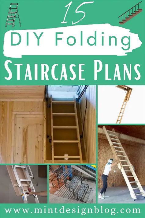 Foldable Staircase Ideas, Folding Staircase Space Saving, Space Saving Staircase Ideas, Folding Stairs Space Saving, Folding Staircase, Folding Attic Stairs, Foldable Stairs, France House, Space Saving Staircase