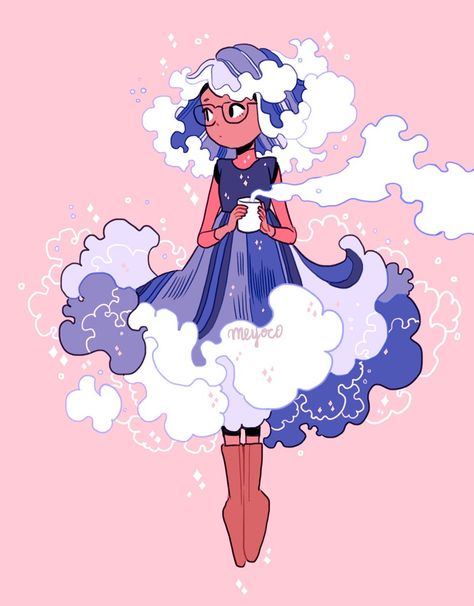 wave witchsona Cloud Character, Blue