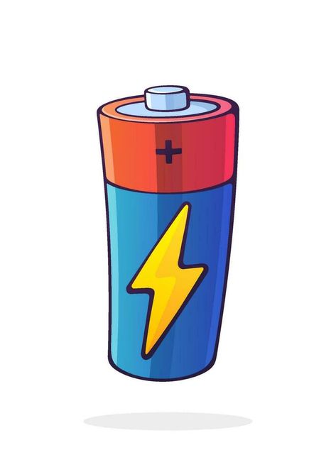 Vector illustration. Alkaline battery with charging electric lightning symbol. Power technology. Energy accumulator for charging electrical device. Cartoon clip art isolated on white background Electric Energy Illustration, Draw Electricity, Electricity Drawing, Battery Drawing, Battery Illustration, Lightning Symbol, Listrik Statis, How To Draw Anything, Double Letters