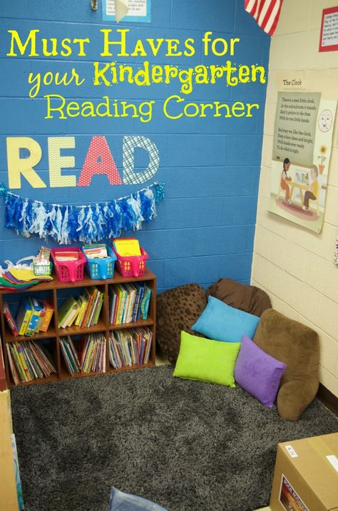 School can be such an encouraging time for kids to grow and these MUST HAVES for your Kindergarten reading corner is a perfect list for teachers. Kindergarten Reading Corner, Preschool Reading Corner, Reading Nook Classroom, Reading Corner Kids, Kindergarten Library, Reading Corner Classroom, Cosy Reading, Preschool Reading, Cozy Reading Corners