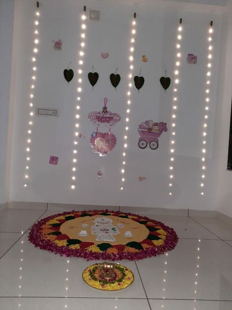 CHHATHI DECORATION Chhathi Decoration For Baby Girl, Chhathi Decoration For Baby, 6thi Decoration, Baby Chathi Decoration, Chathi Decoration, Chhathi Decoration, Gujrati Wedding, Easy Scenery, Easy Scenery Drawing