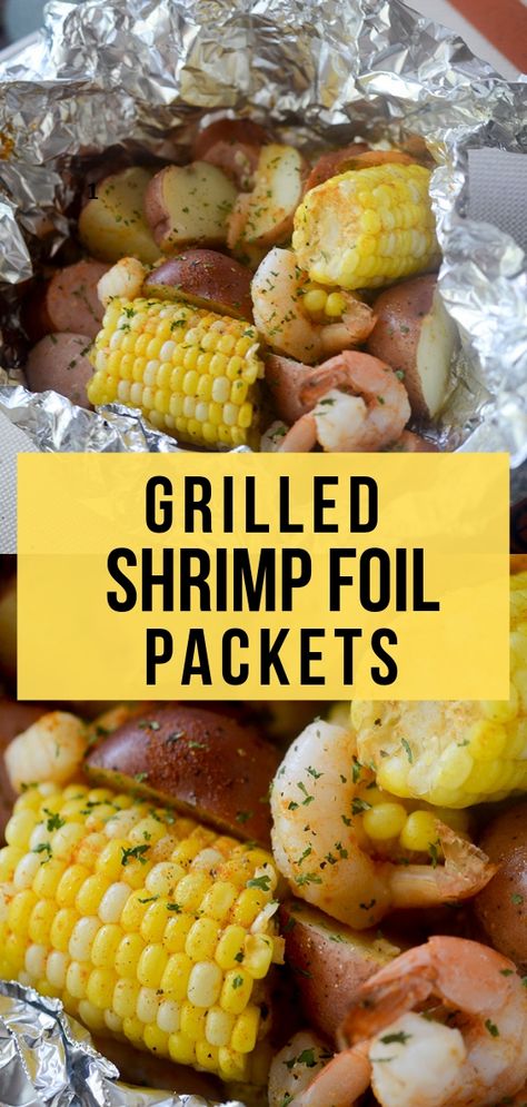 Chicken Sausage And Potatoes, Shrimp Packets, Shrimp Foil Packets, Shrimp Boil Foil Packs, Shrimp Boil Foil, Shrimp Corn, Sausage And Potatoes, Foil Pack Dinners, Foil Pack Meals