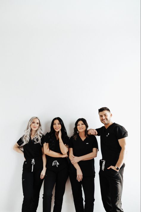 Med Spa Office Ideas, Medical Office Photoshoot Ideas, Clinic Photoshoot Ideas, Med Spa Staff Photoshoot, Medical Clinic Photoshoot, Med Spa Nurse Aesthetic, Spa Team Photoshoot, Medspa Team Photoshoot, Aesthetic Clinic Photoshoot