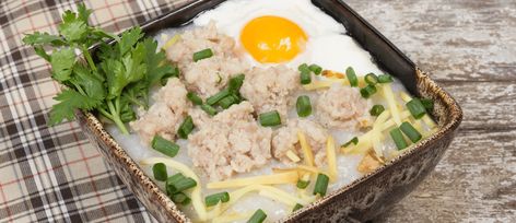 Recipe Rice, Rice Porridge, Whole Eggs, Chicken Bacon, Spring Onion, Copycat Recipe, Vegetable Stock, Nom Nom Nom, Disney Food