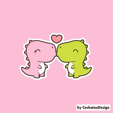 Trex Cartoon Cute, T Rex Cute, Couple Drawing Ideas, Dinosaur Couple, Dino Love, Brand New Tattoos, Couples Doodles, Cute T Rex, Dinosaur Valentines