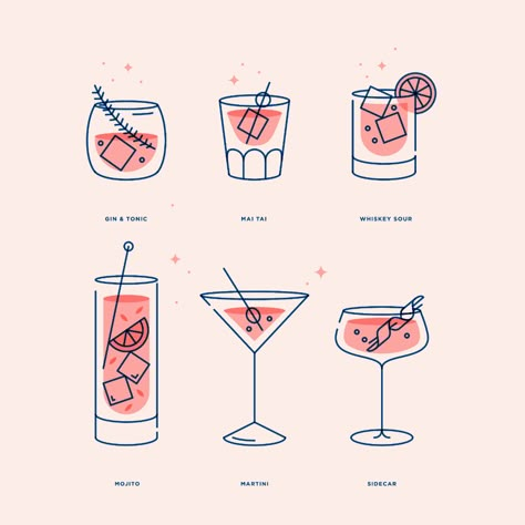 Illustration Design Graphique, Menue Design, Cocktail Illustration, 달력 디자인, Thursday Evening, 타이포그래피 포스터 디자인, Happy Party, Affinity Designer, Party Fun