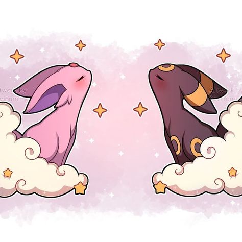 Umbreon And Espeon, Dragon Type Pokemon, Pokemon Couples, Fanart Illustration, Dreamy Artwork, Geek Squad, Eevee Evolutions, Cute Pokemon Pictures, Pokemon Party