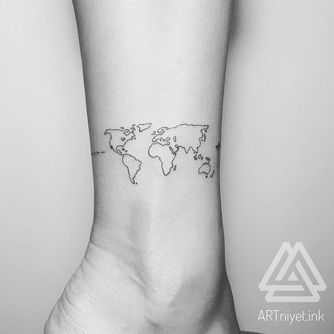 Minimalist Map Tattoo, 7 Continents Tattoo, Earth Map Tattoo, Continent Tattoo, Travelers Tattoo, World Tattoos, World Map Tattoo, Istanbul Map, World Map Tattoos