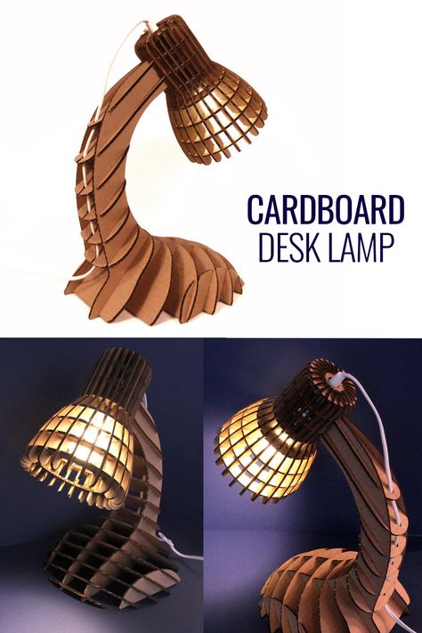 Cardboard Desk Lamp Cardboard Lamp, Cardboard Recycling, Corrugated Cardboard, A Desk, Dark Room, Flat Pack, Tool Set, Night In, Desk Lamp