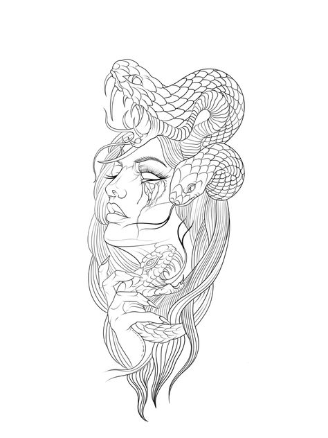 Medusa Tattoo Women Arm, Medusa Arm Sleeve Tattoos For Women, 2faced Tattoo, Side Profile Medusa Tattoo, Madusa Drawings Simple Tattoo, Medusa Side Profile, Medusa Face Tattoo, Subtle Medusa Tattoo, Medusa Outline