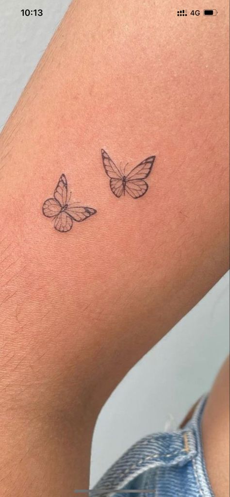 Small Dainty Tattoos Butterfly, Cute Dainty Butterfly Tattoo, Cute Simple Tattoo Ideas For Women, Small Butterfly Tattoo With Initials, Butterflies Around Words Tattoo, March Butterfly Tattoo, Small Butterfly Back Tattoo, Small Tattoos For Women Butterfly, Butterfly Tattoo Feminine