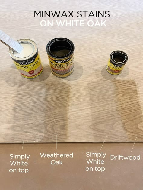 How to DIY Floating Kitchen Shelves - Jenna Sue Design Staining Wood Furniture, White Oak Stain, Floating Kitchen Shelves, Floating Kitchen, Driftwood Stain, Jenna Sue Design, Diy Staining, Jenna Sue, Minwax Stain