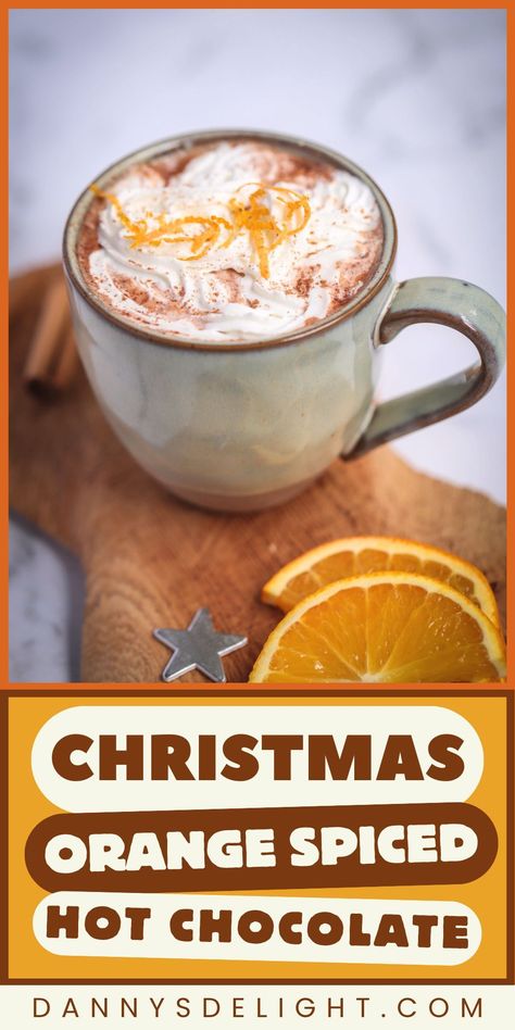 Orange Spiced Hot Chocolate – Christmas Treat Spiced Hot Chocolate Recipe, Fall Hot Chocolate, Spiced Hot Chocolate, Hot Chocolate Mix Recipe, Hot Chocolate Christmas, Almond Meal Cookies, Chocolate Christmas, Tea Drinks, Chocolate Delight