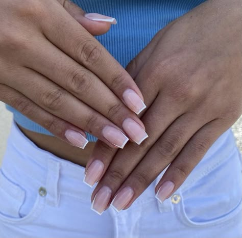 Ballerina White Tip Nails, French Tip Nails Straight, French Top Square Nails, Types Of French Tips Nails, French Tip Ballerina Nails, Line French Tip Nails, Ballerina French Tip Nails, French Tip Line, Ongles Gel French