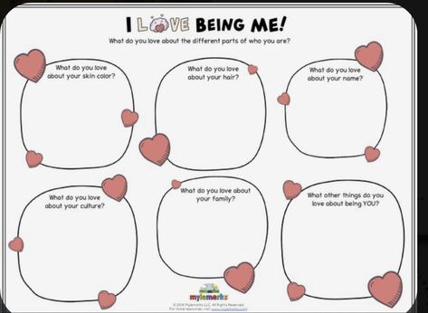 This activity allows students to learn and love their cultures. They get to understand and allows to understand where they are from. Students will be able to understand and love their ethnicity. Love Myself Worksheet, Self Love Lessons For Kids, Building Self Esteem In Kids, I Love Being Me, Sel Worksheets For Kids, Self Love Activities For Teens, Self Love Activities For Kids, Self Love Worksheet, Confidence Activities