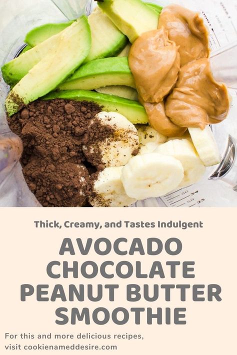 This thick, creamy acovado chocolate peanut butter smoothie is the perfect balance of chocolate and peanut butter. It tastes just like a milkshake but it is healthy for you and will keep you fueled for hours! #smoothieideas #smoothies #peanutbutter #chocolate #healthybreakfast Avocado Recipes Healthy, Chocolate Peanut Butter Smoothie, Smoothie Recipes Healthy Breakfast, Avocado Chocolate, Peanut Butter Smoothie, Protein Smoothie Recipes, Smoothie Drink Recipes, Chocolate Smoothie, Healthy Drinks Smoothies