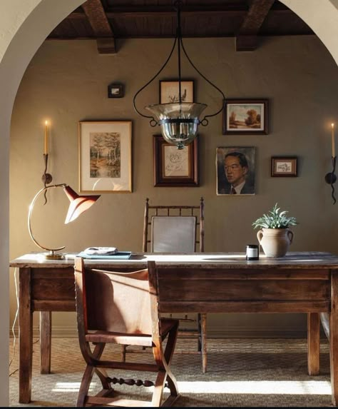 Spanish Revival House, Spanish Gothic, Lone Fox, Bedroom Workspace, Mediterranean Interior Design, Mediterranean Interior, Unique Gallery Wall, Spanish Home, Cottage Renovation