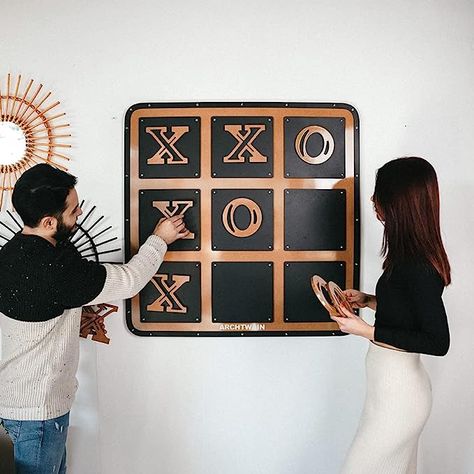 Giant Tic Tac Toe, Teen Game Rooms, Space Saving Furniture Bedroom, Decorative Wall Sculpture, Magnetic Games, Tic Tac Toe Board, Wall Game, Giant Games, Tic Tac Toe Game