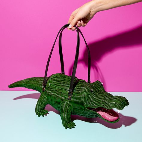 Wicker Handbags, Weird Bags, After While Crocodile, Crocodile Fashion, See Ya Later Alligator, Macrame Animals, Mlp Reference, Animal Purse, Funky Purses