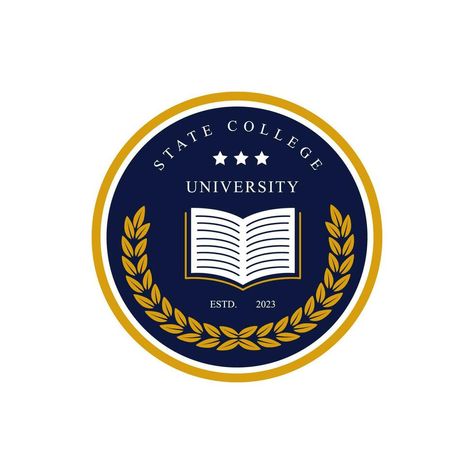 University college school badge logo design vector image. Education badge logo design. University high school emblem College University Logo, School Badge Logo, High School Logo Design, Logo Design University, College Ads, College Logo Design, Charity Logo Design, Charity Logo, School Emblem