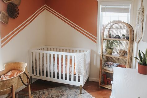 Rattan, nursery, boho, terra-cotta by beahr, Moses basket Terracotta Baby Room, Terra Cotta Nursery, Terracotta Nursery, Rattan Nursery, Wainscoting Nursery, Small Space Nursery, Nursery Boho, Baby Nursery Inspiration, Man Cave Room