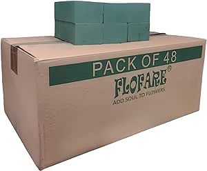 FLOFARE Pack of 48 Floral Foam Blocks for Fresh and Artificial Flowers, Each (7.8” L x 3.5” W x 2.4” H), Dry and Wet Floral Foam Blocks for Wedding, Birthdays, Home, Office, and Garden Decorations Wet Foam, Flower Foam, Small Centerpieces, Foam Blocks, Natural Flowers, Floral Foam, Floral Supplies, Garden Decorations, Décor Diy